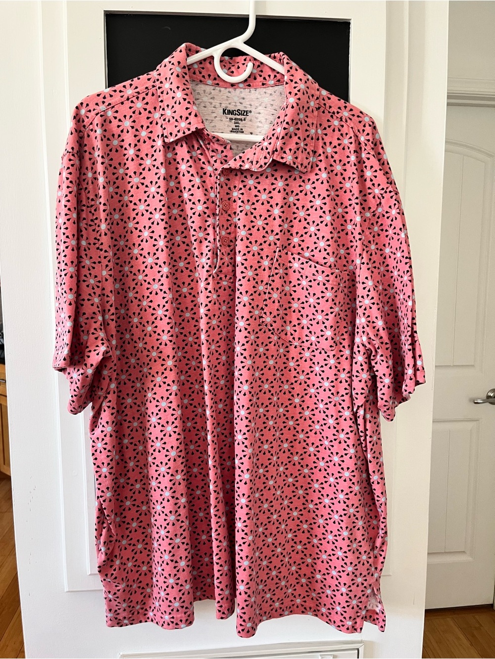 Men's Pink Patterned Polo Shirt by Kingsize